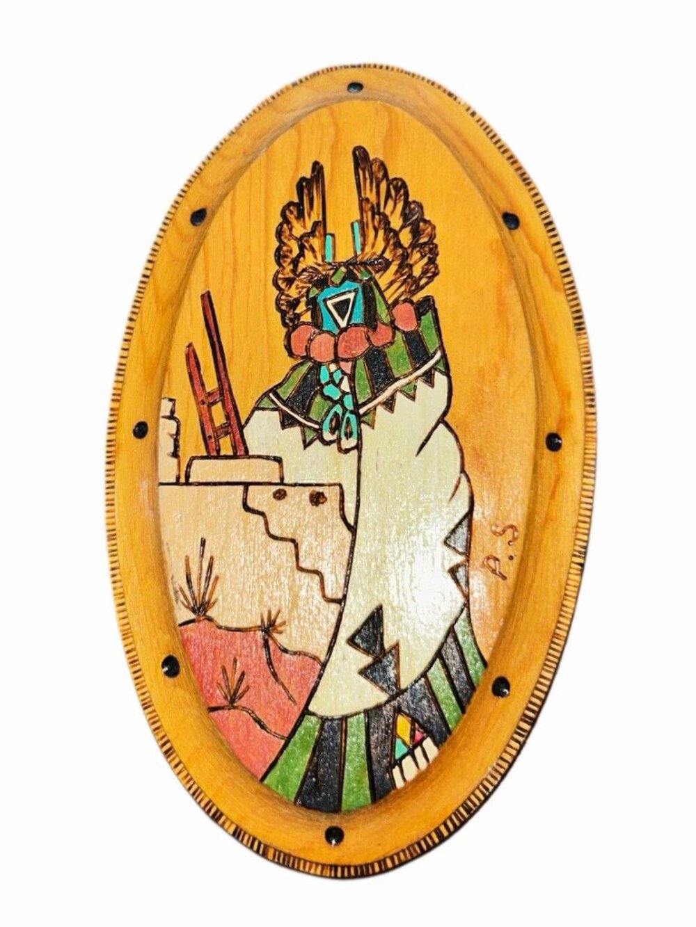 Decorative Native American Wall Plaque Handpainted Kachina South West Style Art